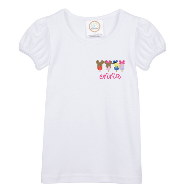 Mouse and Friends Popsicle Left Chest Placement Shirt (boy or girl)