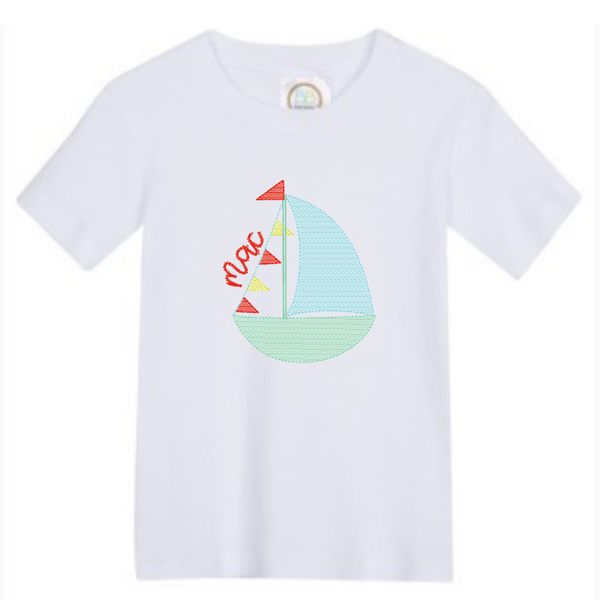 Sailboat Sketch with Flags