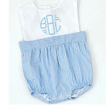 Blue Gingham Bubble White Top