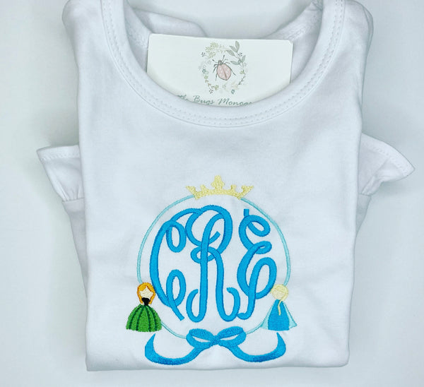 Blue Princess Monogram Frame Ruffle Shirt