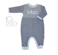 Knit Romper Navy with Blue Trim