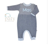 Knit Romper Navy with Blue Trim