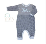 Knit Romper Navy with Blue Trim