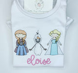 Ice Princesses & Happy Snowman Ruffle Shirt