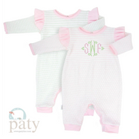 Long Sleeve Knit Striped Angel Sleeve Romper