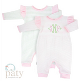 Long Sleeve Knit Striped Angel Sleeve Romper