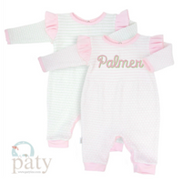 Long Sleeve Knit Striped Angel Sleeve Romper