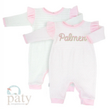 Long Sleeve Knit Striped Angel Sleeve Romper