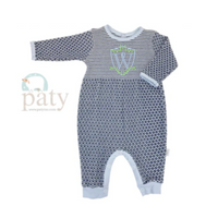 Knit Romper Navy with Blue Trim
