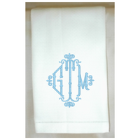 Bamboo Monogram Huck Hemstitch Towel