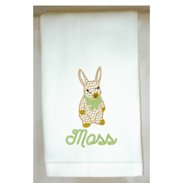 Chic Bowtie Bunny Huck Hemstitch Towel