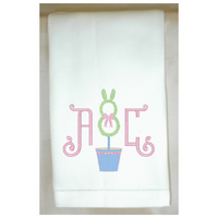 Boxwood Bunny Huck Hemstitch Towel