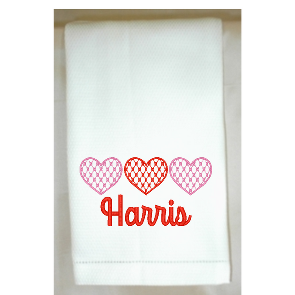 Chic Hearts Huck Hemstitch Towel