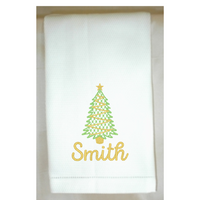 Chic Christmas Tree Huck Hemstitch Towel