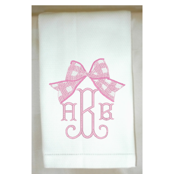 Gingham Bow Huck Hemstitch Towel