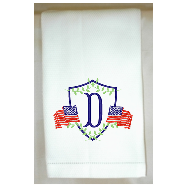 Patriotic Crest Huck Hemstitch Towel