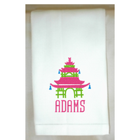 Pink Pagoda Huck Hemstitch Towel