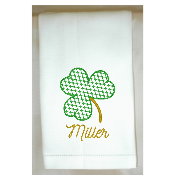 Chic Shamrock Huck Hemstitch Towel