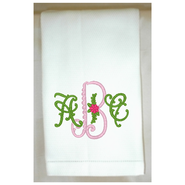 Vintage Flower Huck Hemstitch Towel