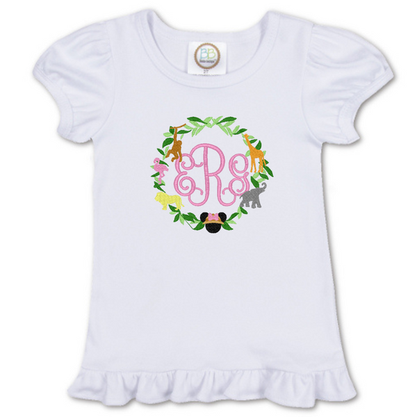 Animal Park Monogram Girl Ruffle Shirt