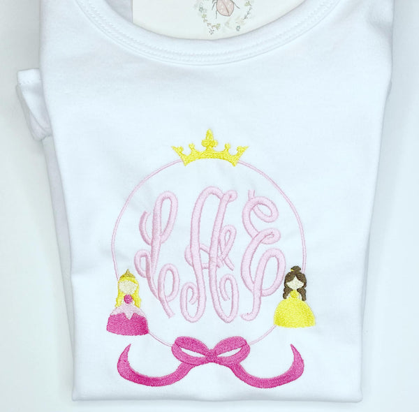 Pink Princess Monogram Frame Ruffle Shirt