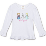 Ice Princesses & Happy Snowman Ruffle Shirt