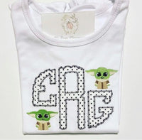 Little Green Star Master Monogram Ruffle Shirt