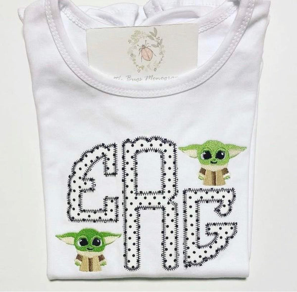 Little Green Star Master Monogram Ruffle Shirt