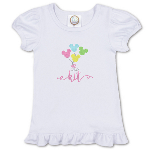 Mouse Balloons Embroidered Shirt (Boy or Girl)