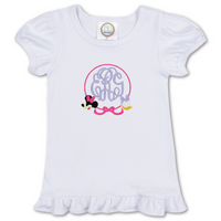 Mouse Girl and Duck Girl Monogram Bow Frame Ruffle Shirt