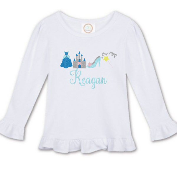 Princess Castle Embroidery Line Ruffle Shirt