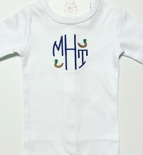 Mallards Round Monogram Shirt or Onesie