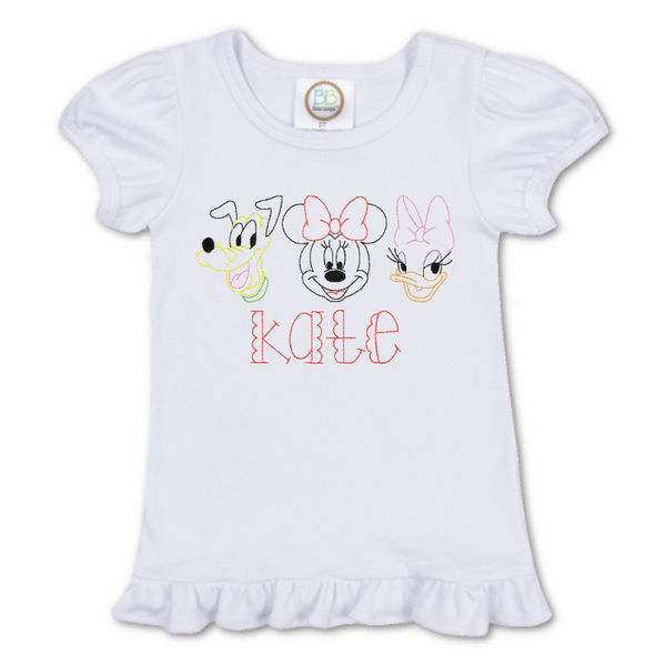Vintage Stitch Mouse Friends Ruffle Shirt