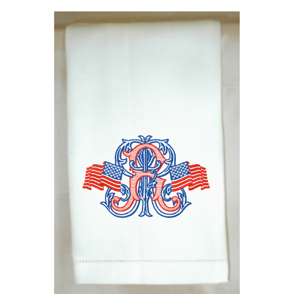 Vintage Vine Patriotic Huck Hemstitch Towel